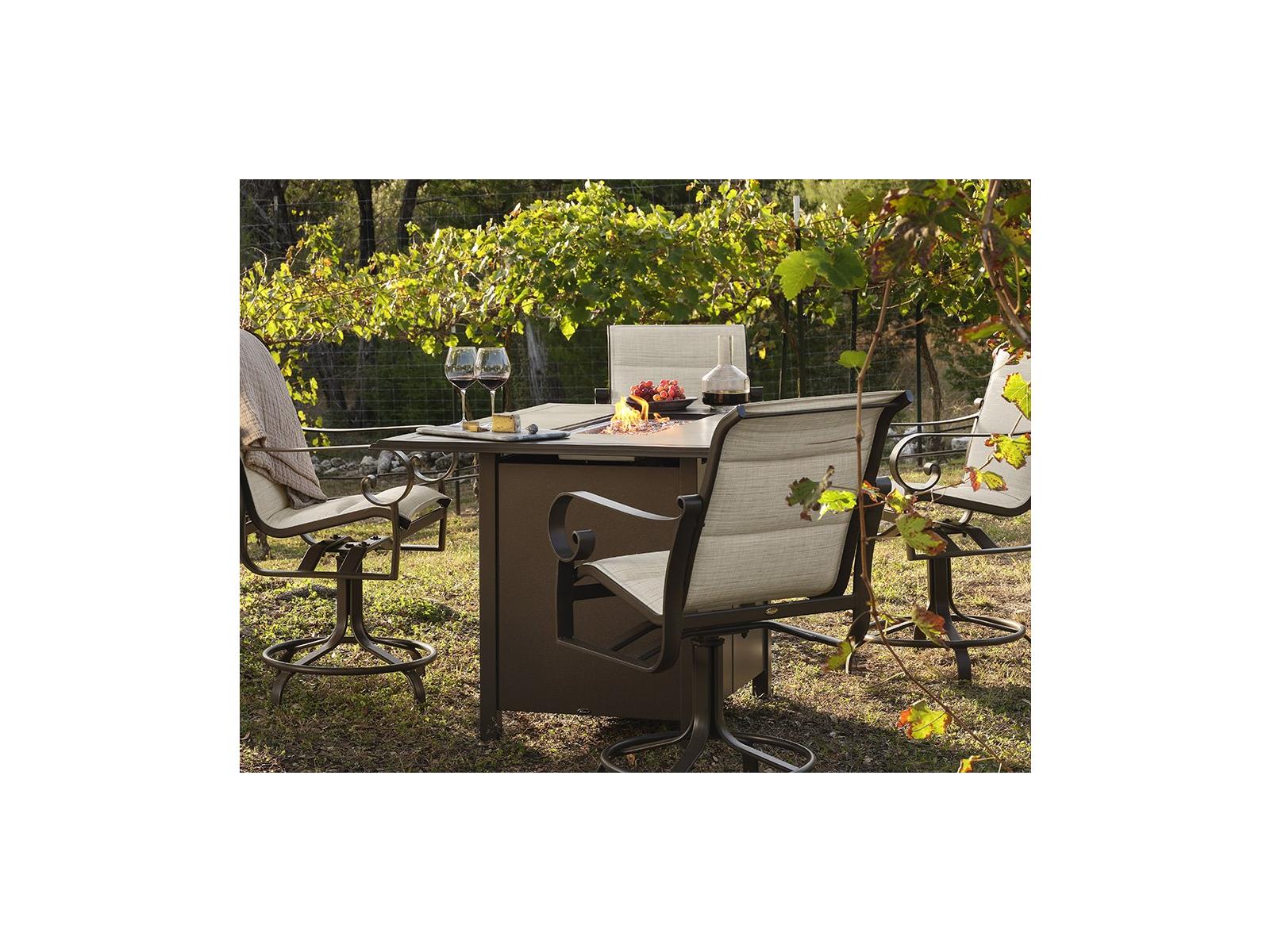 Woodard Belden Padded Sling Aluminum Firepit Counter Set