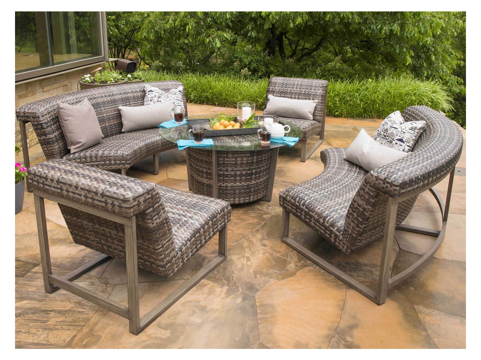 Woodard Reunion Wicker Calico Outdoor Patio Lounge Set