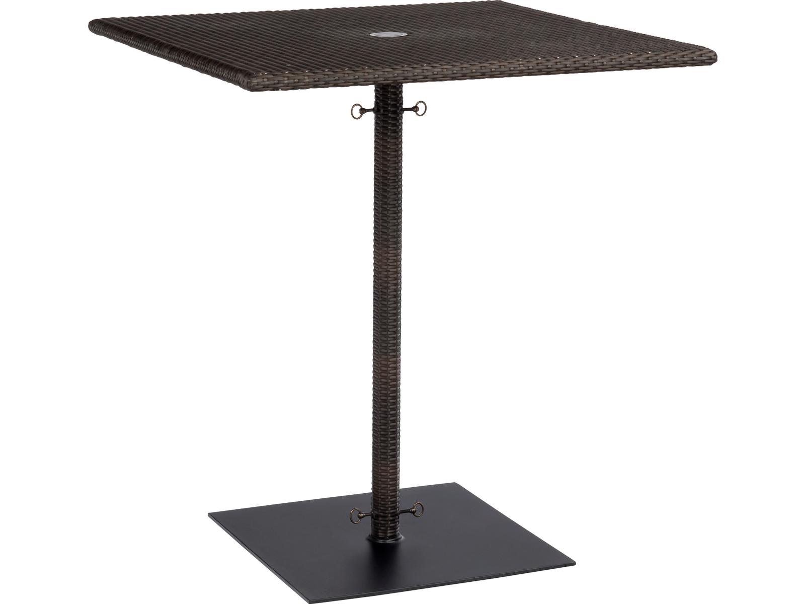 Woodard Whitecraft All-Weather Wicker Square Outdoor Patio Bar Table with Umbrella Hole