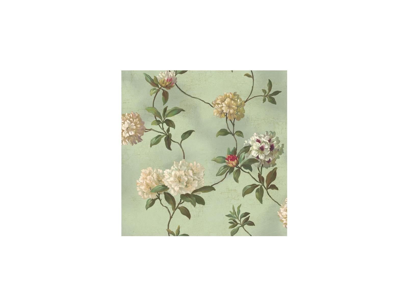 York Wallcoverings Best Sellers Blue Rhododendron Script Wallpaper