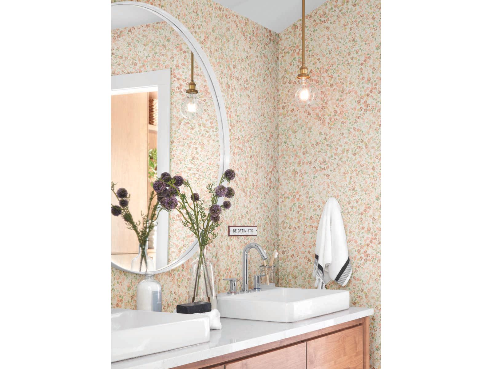 York Wallcoverings Magnolia Home Artful Prints & Patterns Primrose Pink Meadow Wallpaper