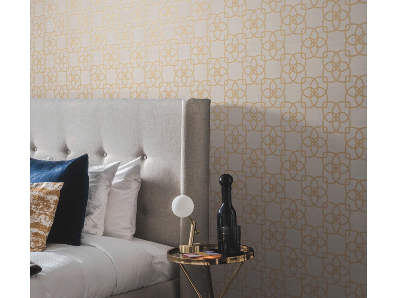 York Wallcoverings Antonina Vella Dazzling Dimensions Volume II Cream Gold Metallic Serendipity Wallpaper