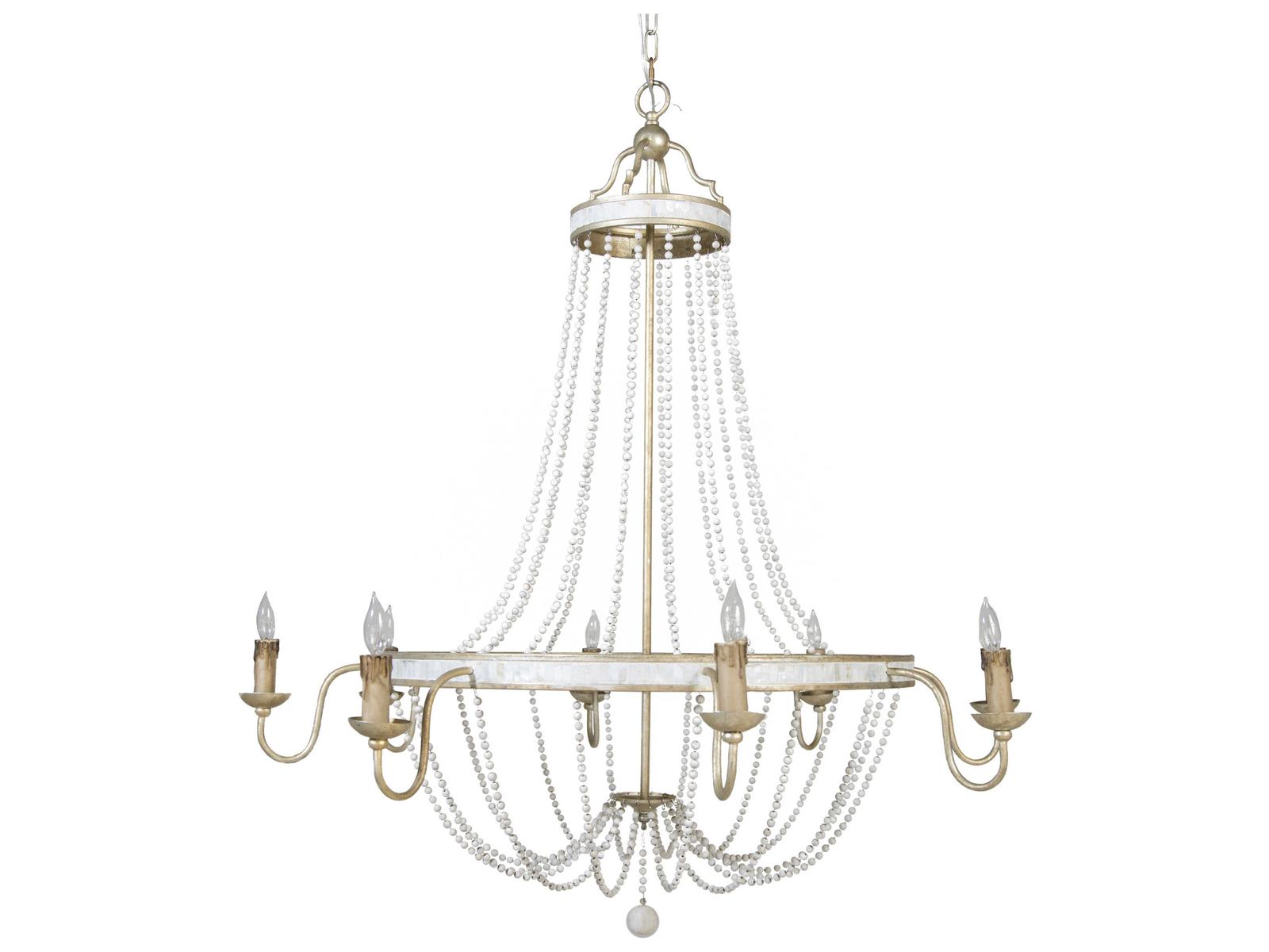 Gabby Corinna 8-Light Champagne Silver With Antique White Candelabra Empire Chandelier