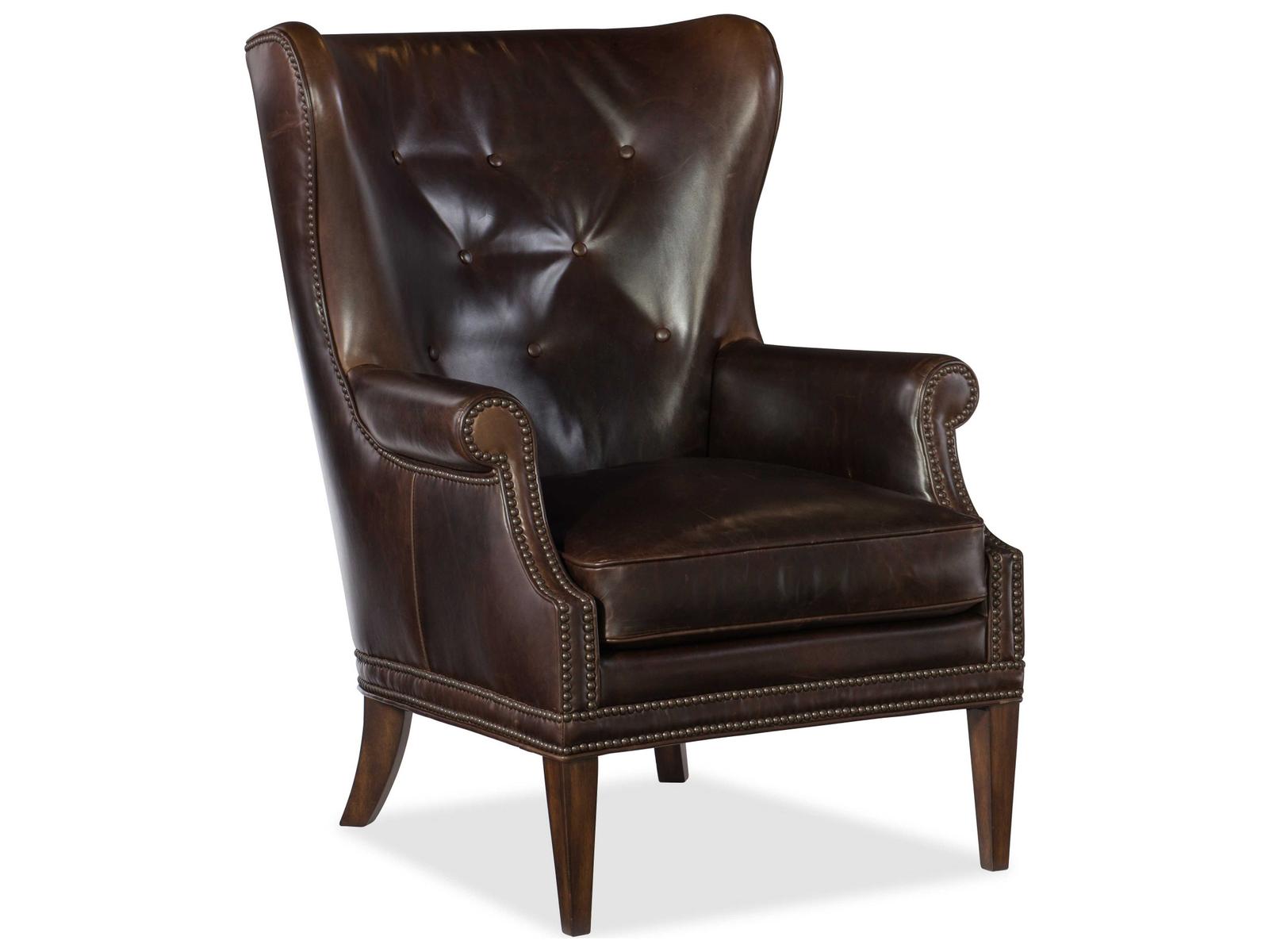 Hooker Furniture Maya Wing Brown Leather Accent Chair