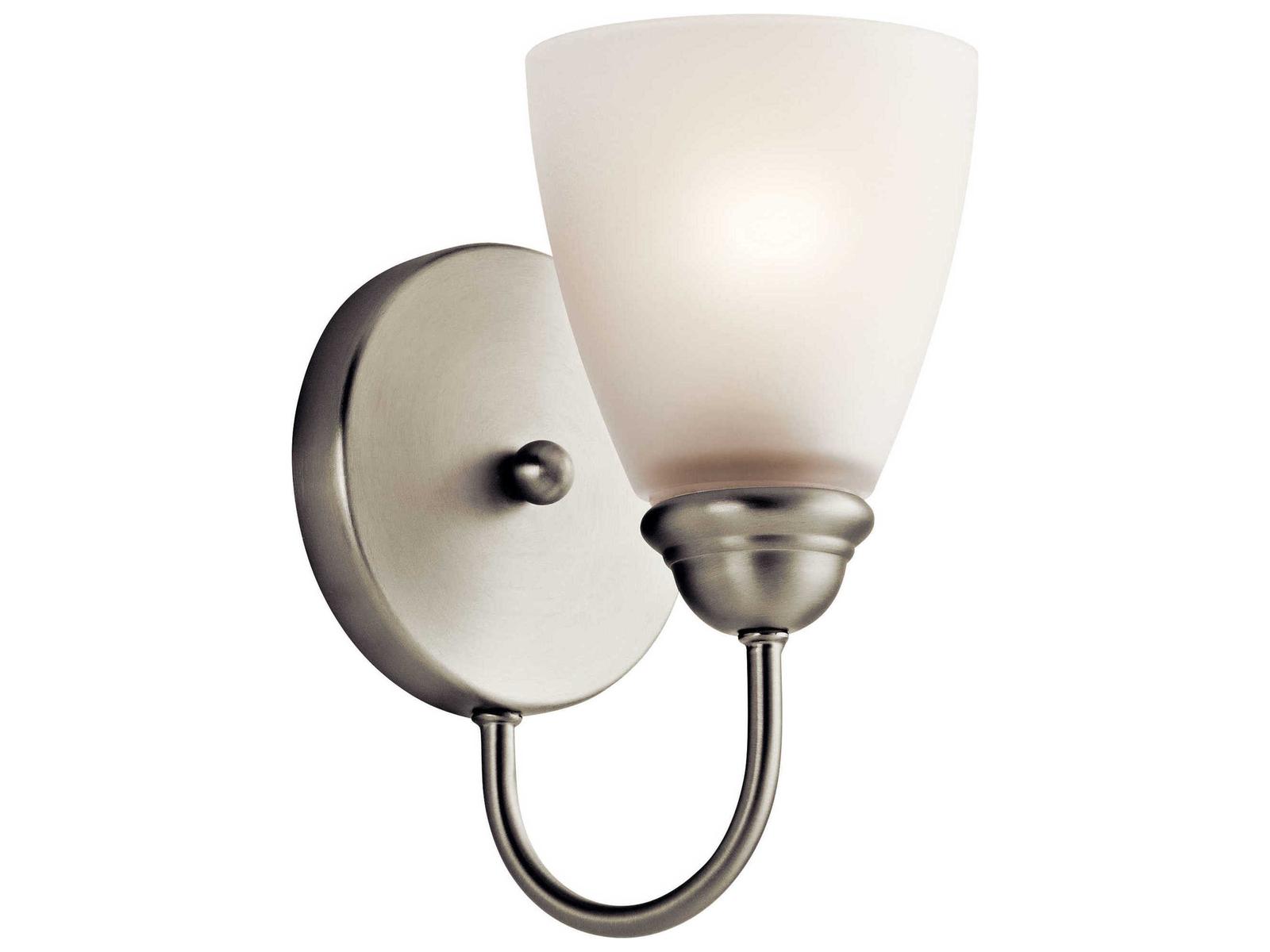Kichler Jolie 1-Light Wall Sconce — Brushed Nickel, Dimmable, Damp ...
