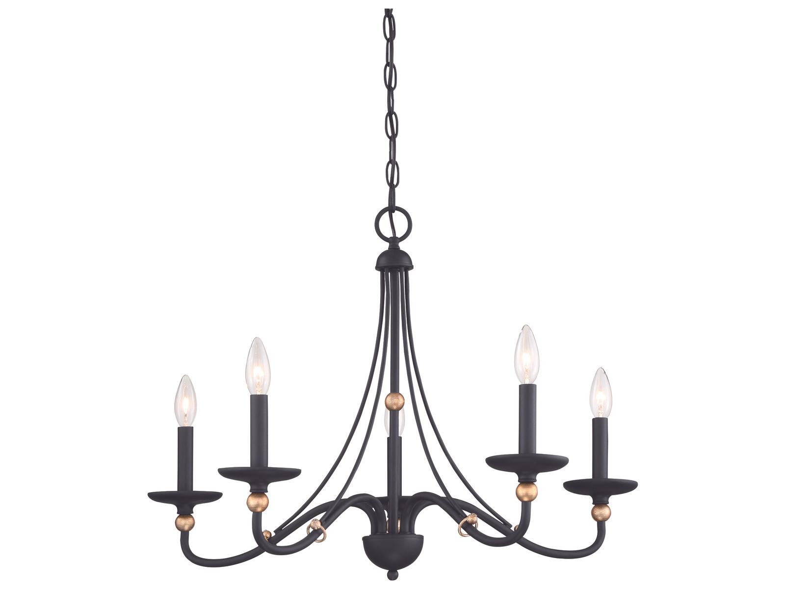 Minka Lavery Westchester County 5-Light Sand Coal Skyline Gold Leaf Black Candelabra Chandelier