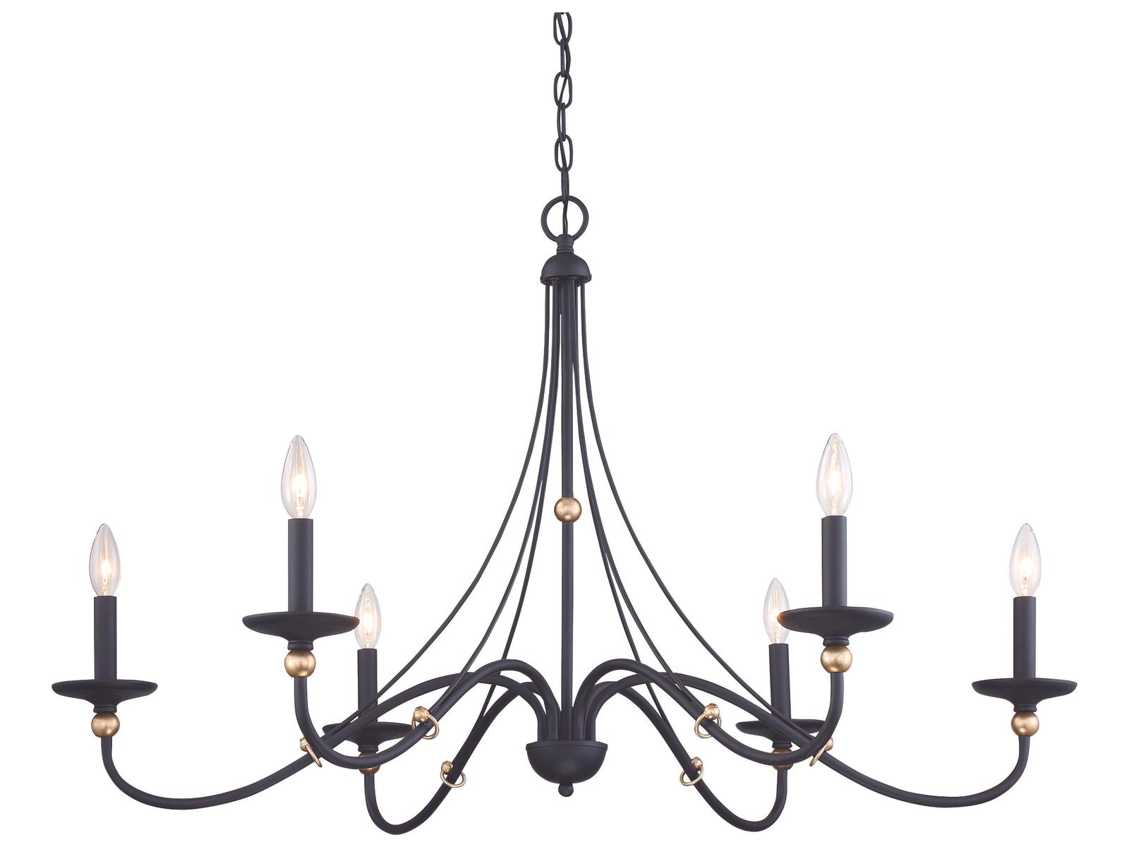 Minka Lavery Westchester County 6-Light Sand Coal Skyline Gold Leaf Black Candelabra Chandelier