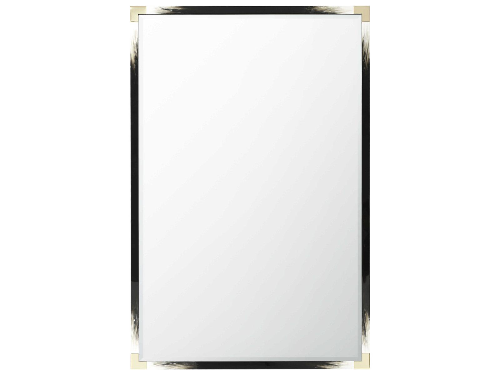 Theodore Alexander Black Lacquered / Faux Horn Brass Floor Mirror