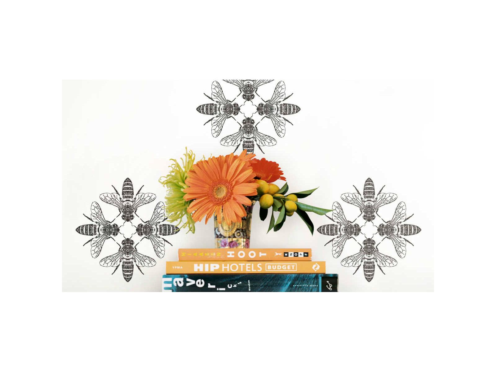 York Wallcoverings Outdoors In Black / White Honey Bee Wallpaper
