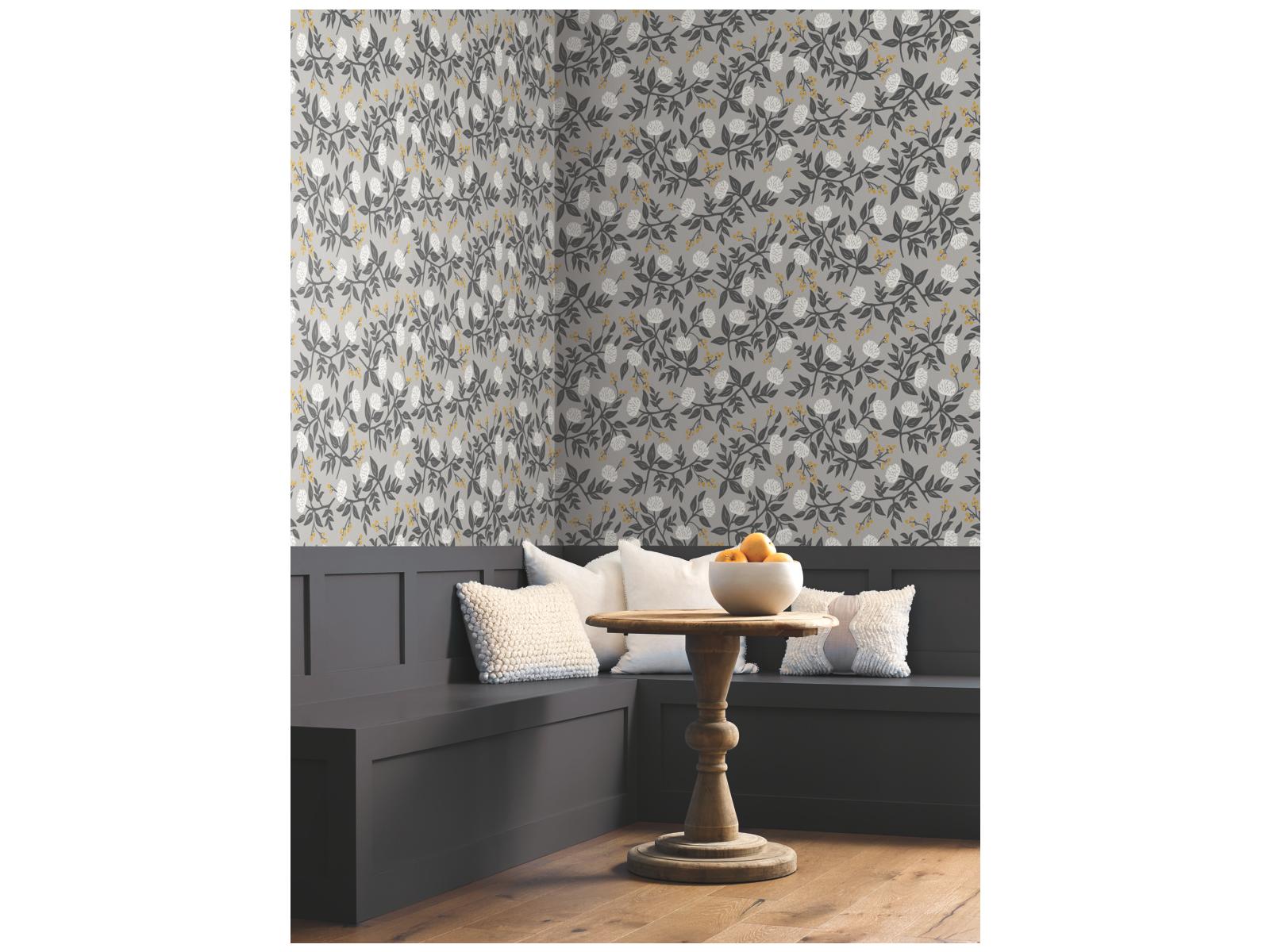 York Wallcoverings Gray Peonies Wallpaper