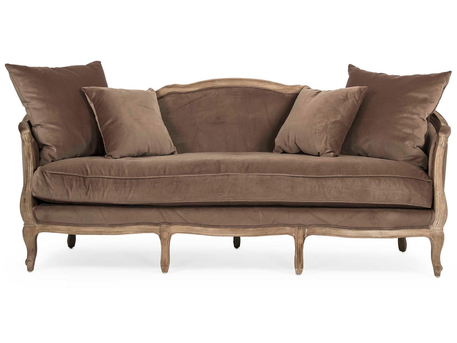 Zentique Maison Brown Velvet Upholstered Sofa