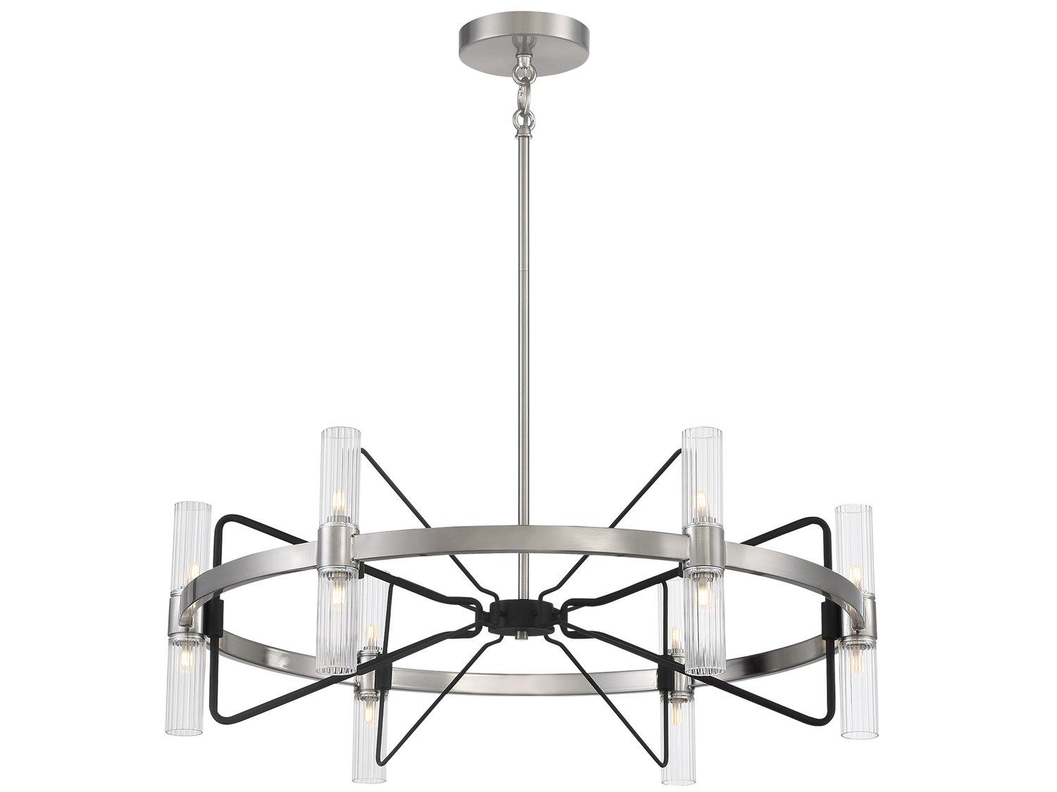 George Kovacs Mass Transit 12-Light Brushed Nickel Sand Coal Glass LED Chandelier