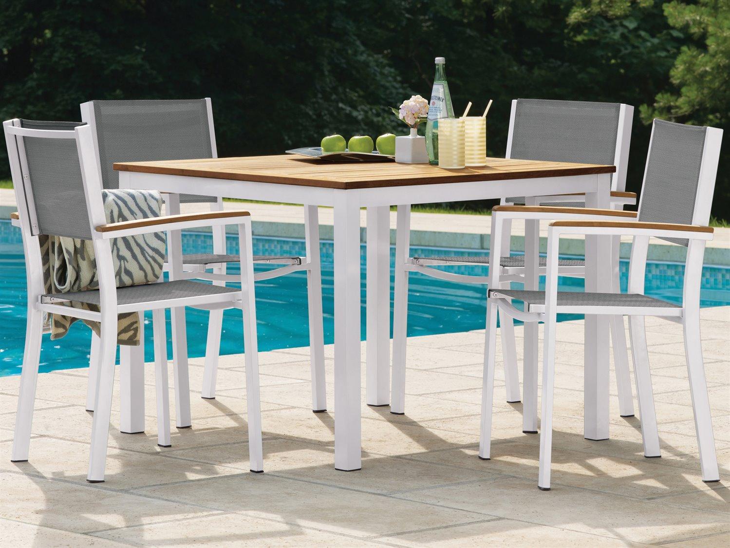 Oxford Garden Travira Aluminum Chalk 5 Piece Outdoor Dining Set with Titanium Sling