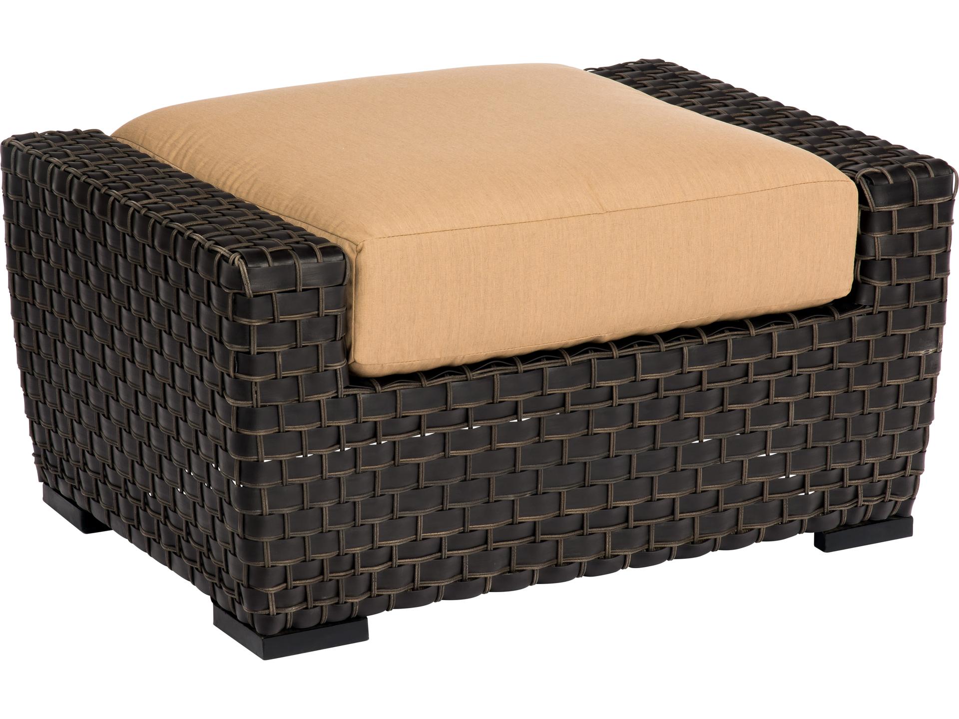 Woodard Cooper Wicker Amazon Mahogany Patio Ottoman