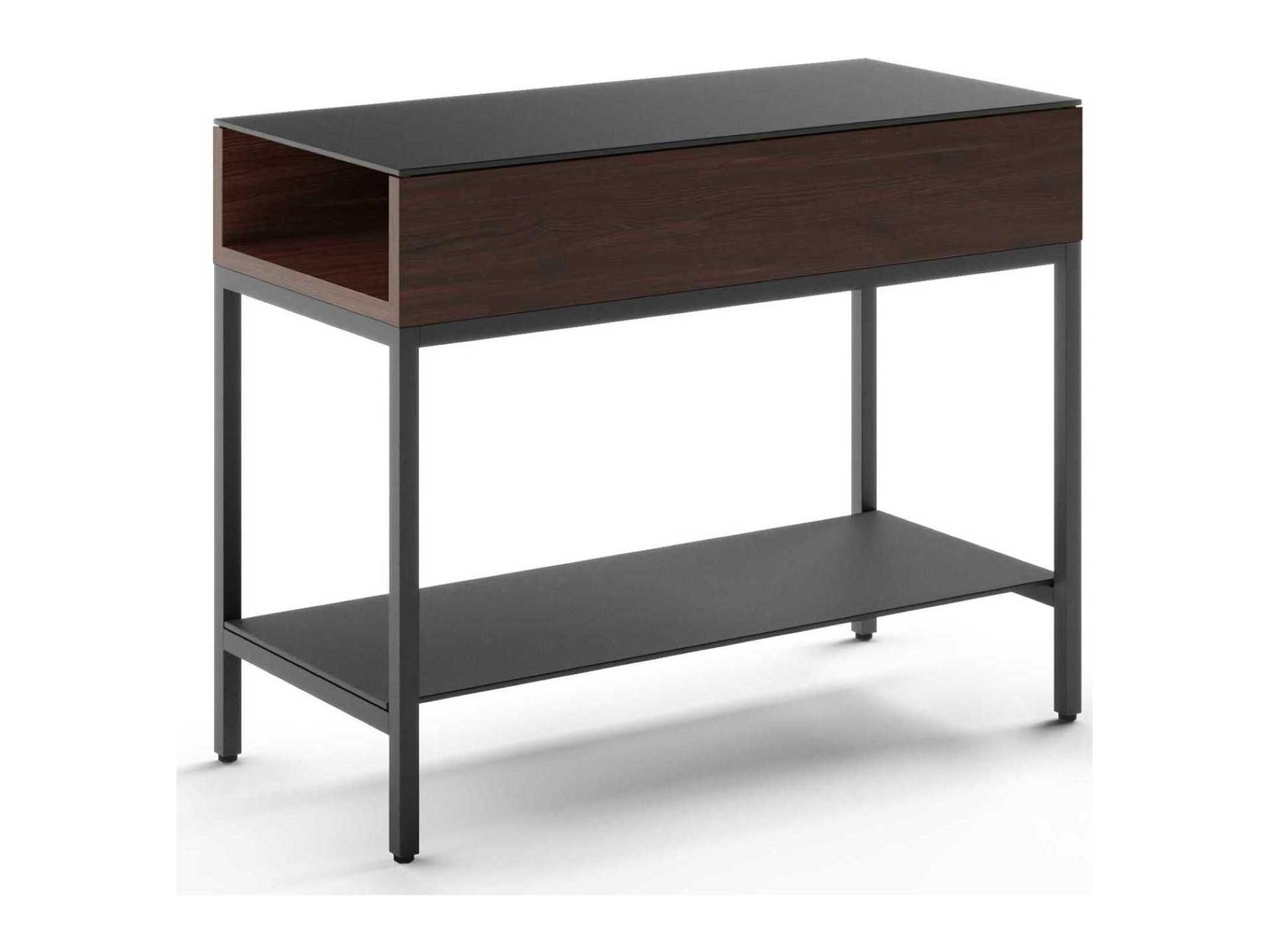 BDI Reveal Rectangular Glass Chocolate Stained Walnut End Table