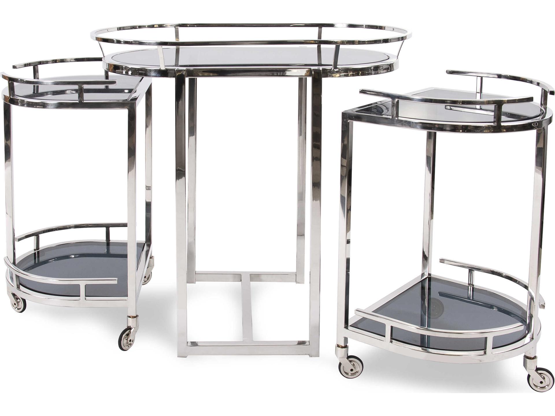 Howard Elliott Nesting Glass Silver Bar Cart