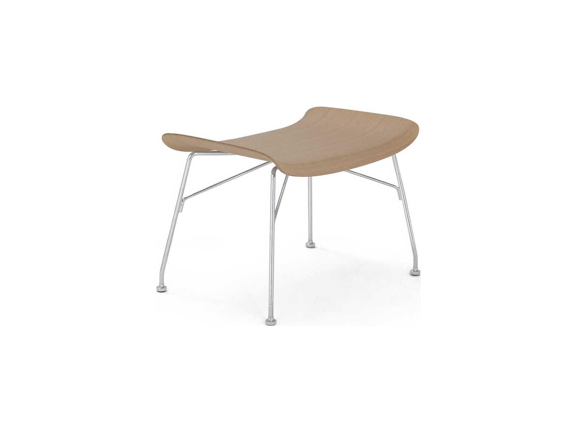 Kartell S-wood Basic Veneer Light Wood And Chrome Brown Ottoman