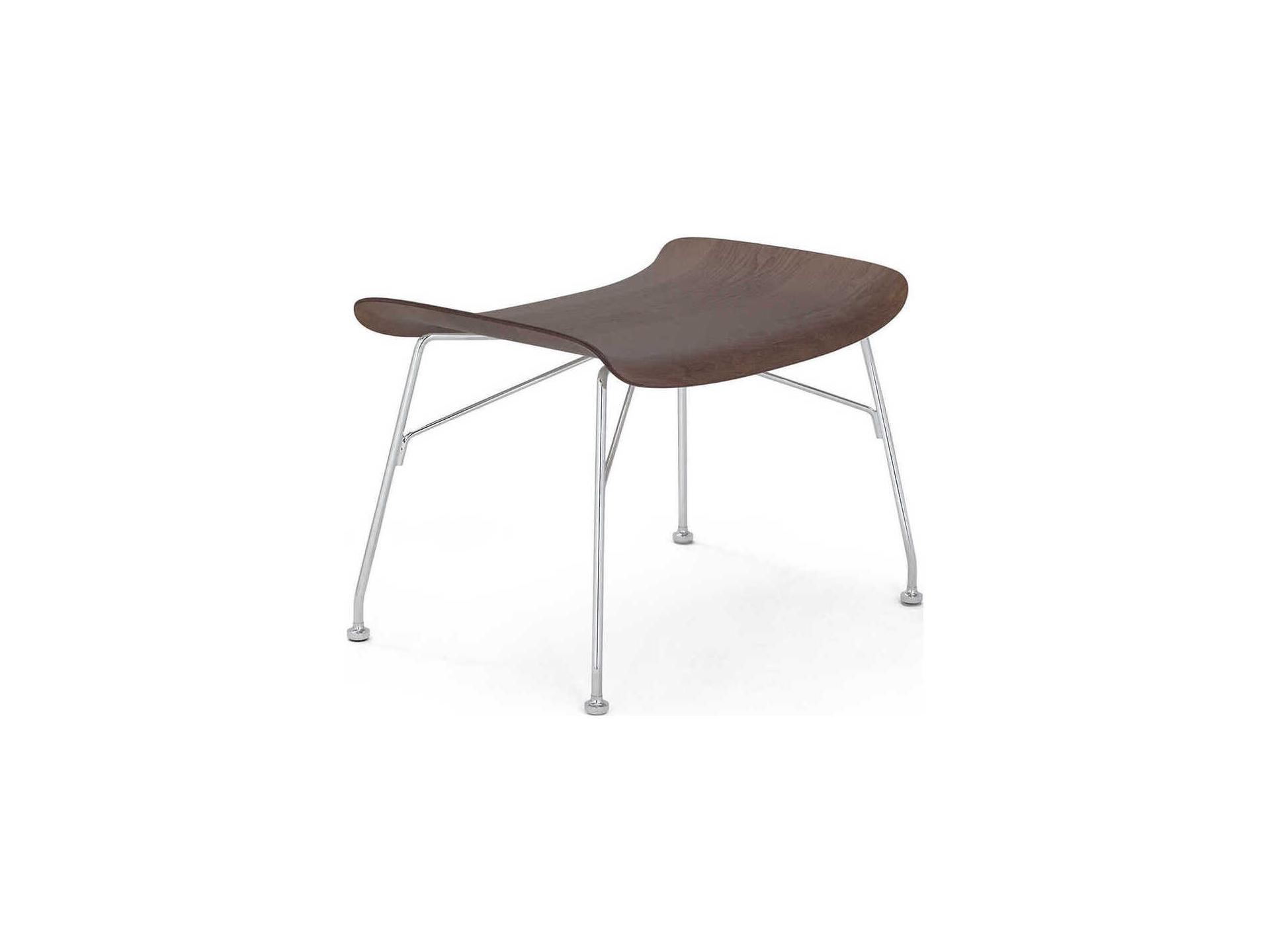 Kartell S-wood Slatted Ash Dark Wood And Chrome Brown Ottoman