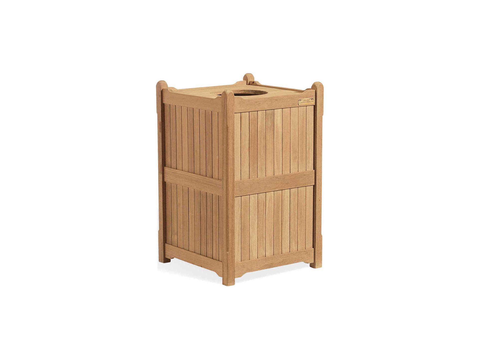 Oxford Garden Accessories Teak Natural 22'' Trash Receptacle