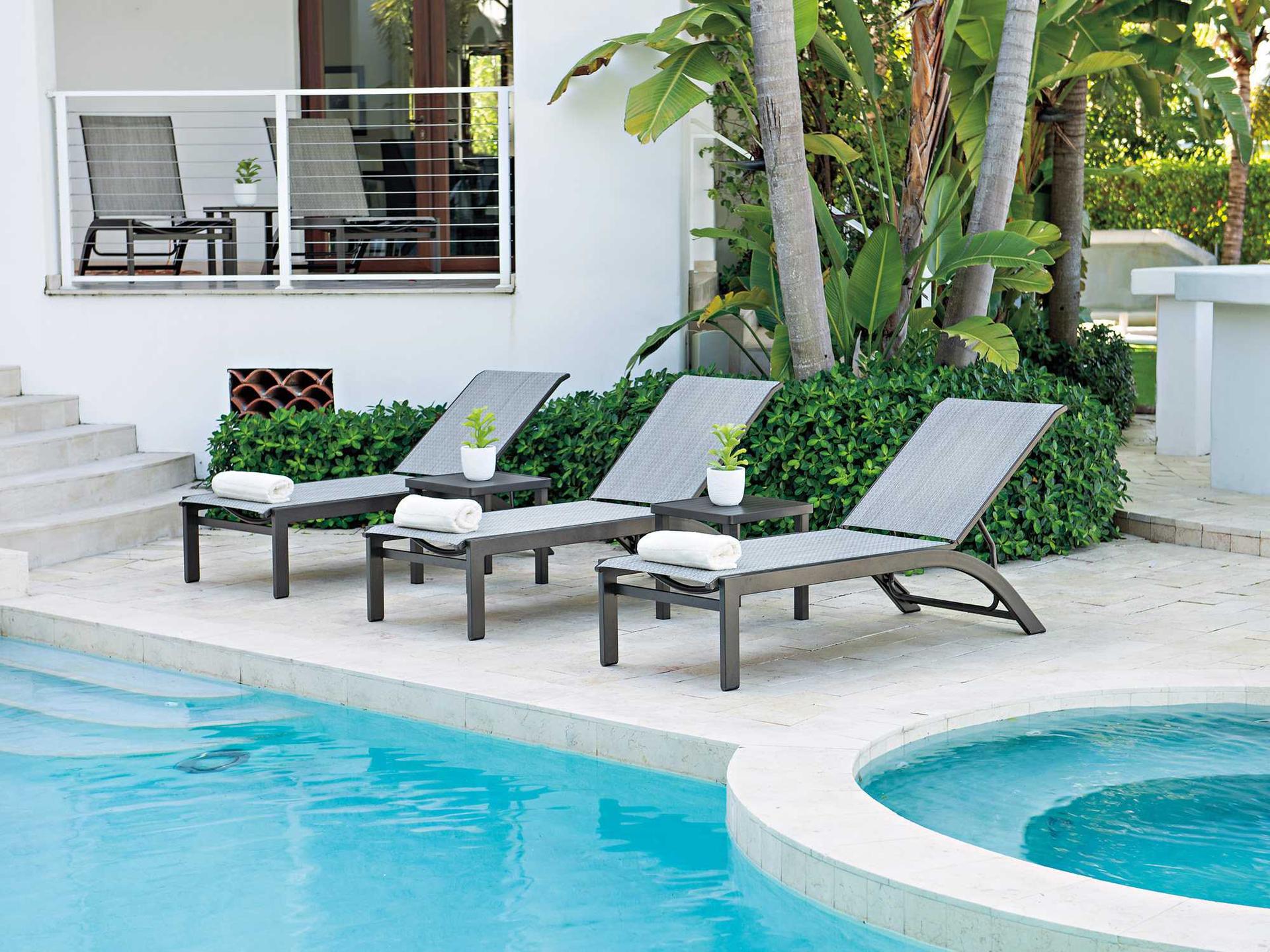 Telescope Casual Kendall Sling Aluminum Outdoor Patio Lounge Set
