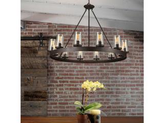 Artcraft Melno Park 12-Light Oil Rubbed Bronze Glass Cylinder Chandelier