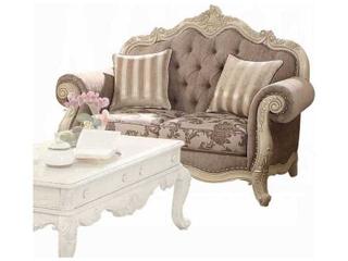 Ragenardus Gray Fabric Antique White Upholstered Loveseat