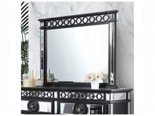 Acme Furniture Varian Mirrored Black Silver Rectangular Dresser Mirror