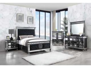 Acme Furniture Varian Mirrored Black Silver Rectangular Dresser Mirror