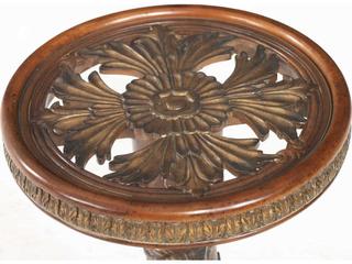 Luxecor Gilded Round Glass Classic Chestnut End Table