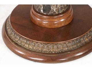 Luxecor Gilded Round Glass Classic Chestnut End Table