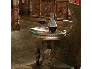 Luxecor Gilded Round Glass Classic Chestnut End Table