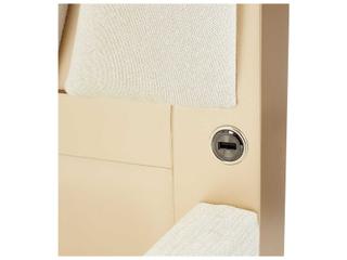 Michael Amini La Rachelle Champagne White Birch Wood Upholstered King Panel Bed