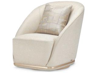 Luxecor Gilded Swivel White Fabric Accent Chair