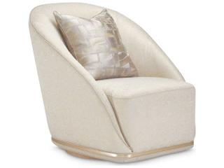 Luxecor Gilded Swivel White Fabric Accent Chair