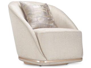 Luxecor Gilded Swivel White Fabric Accent Chair
