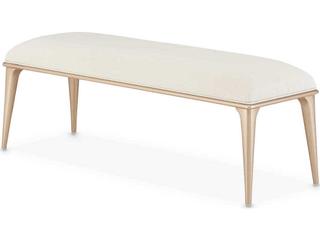 La Rachelle Champagne White Upholstered Accent Bench