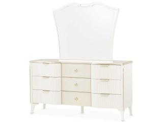 Luxecor Gilded White Poplar Wood Dresser with Mirror
