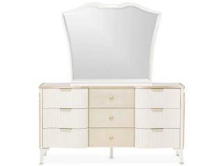 Luxecor Gilded White Poplar Wood Dresser with Mirror