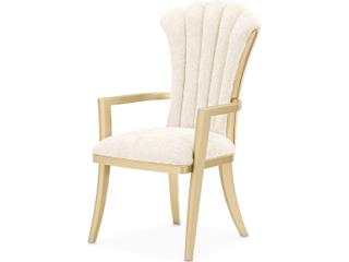 Luxecor Gilded Rubberwood Gold Upholstered Arm Dining Chair Set of 2