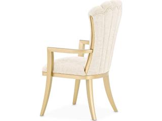 Luxecor Gilded Rubberwood Gold Upholstered Arm Dining Chair Set of 2