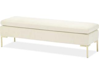 Michael Amini Signature Zennia Ivory White Velvet Upholstered Accent Bench