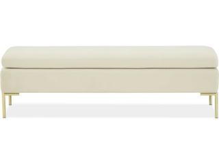 Michael Amini Signature Zennia Ivory White Velvet Upholstered Accent Bench