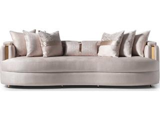 Michael Amini Carmela Almond Beige Upholstered Sofa