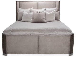 Luxecor Gilded Cement Gray Upholstered King Panel Bed