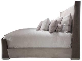 Luxecor Gilded Cement Gray Upholstered King Panel Bed