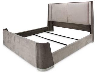 Luxecor Gilded Cement Gray Upholstered King Panel Bed