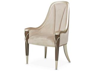 Luxecor Gilded Birch Wood Beige Velvet Upholstered Arm Dining Chair