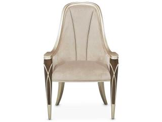 Luxecor Gilded Birch Wood Beige Velvet Upholstered Arm Dining Chair