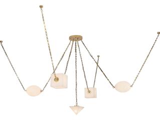 Alora Lighting Mineral Patina Brass Alabaster Geometric Chandelier