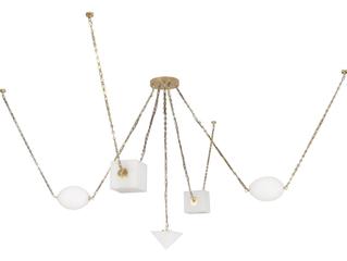 Alora Lighting Mineral Patina Brass Alabaster Geometric Chandelier